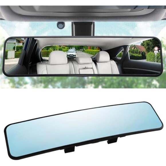 Anti Glare Rear View Mirror 11.2''(285mm), Wide Angle Panoramic Convex Curve - Picture 1 of 8